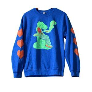Gently Worn Graphic PARFOIS JE SUIS TRISTE Dinosaur Sweatshirt Size M (BB0901)